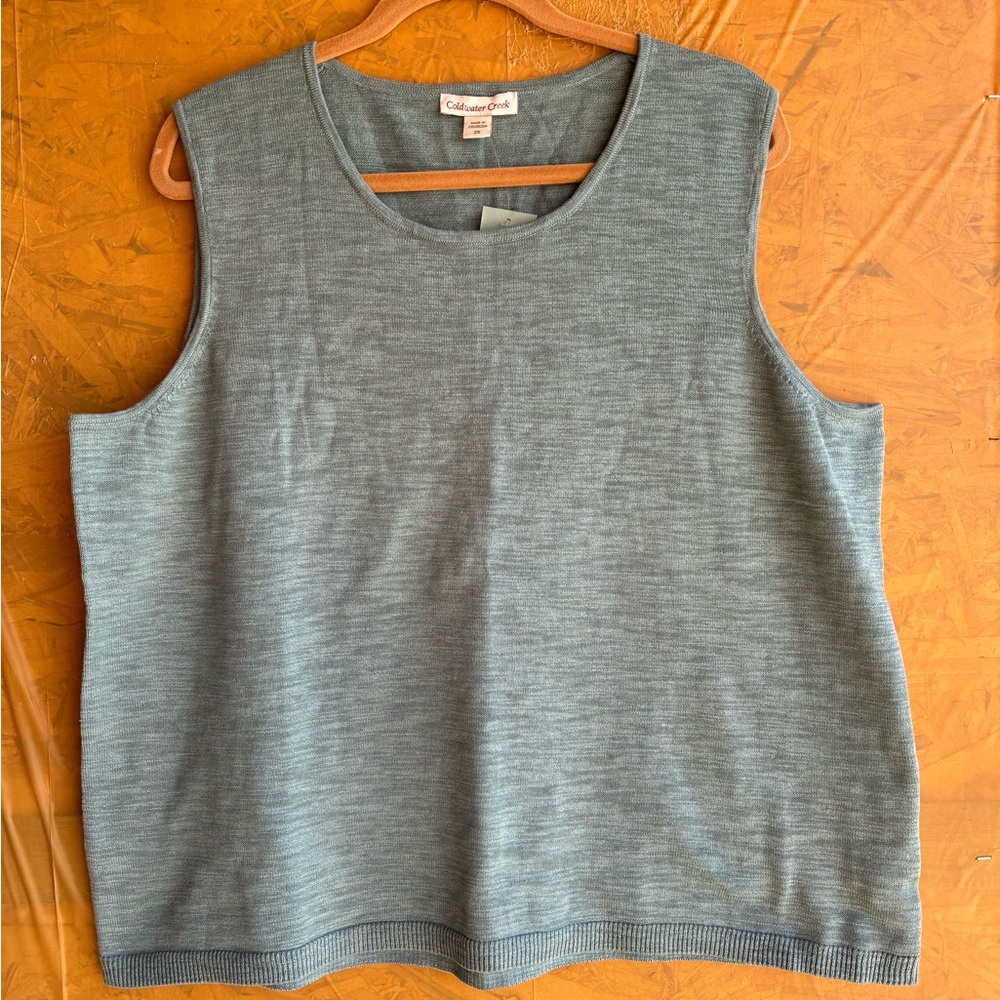 NWT Coldwater Creek Teal Cotton Blend Sleeveless Tank Top Size 2X
